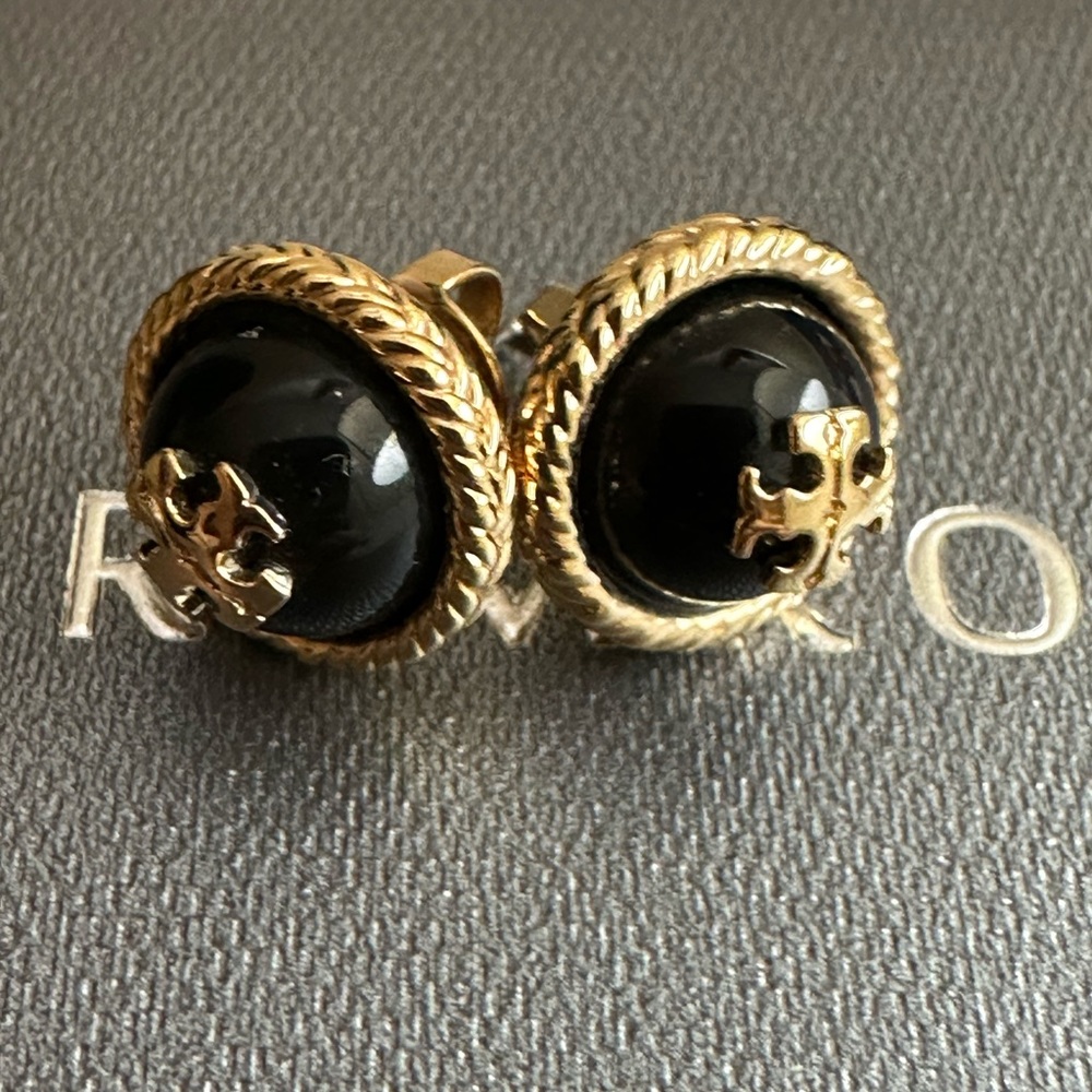 Tory, Burch black and gold studs authentic